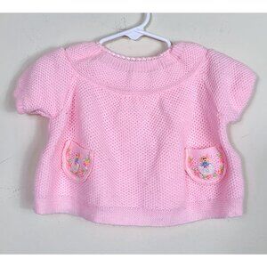 Vintage 70s Pink Baby Sweater Ballet Dancer Size 2T